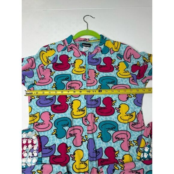 Joe Boxer Womens Large One Piece Footie Pajamas Ducks Blue Multicolor Zip Size M - Picture 12 of 15